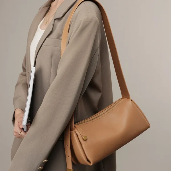 2023 New Fashion Simple Boston Bag Genuine Leather Women Tote Bag Large Capacity Handbag Ladies Fashion Shoulder Bag