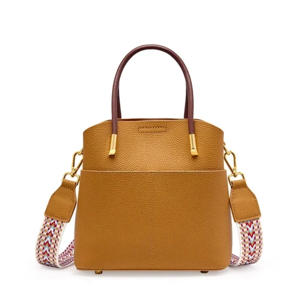 2023 Top Layer Cowhide Vegetable Basket Genuine Leather Bucket Bag for Women Tote Bags Shoulder Cowhide Bag for Women