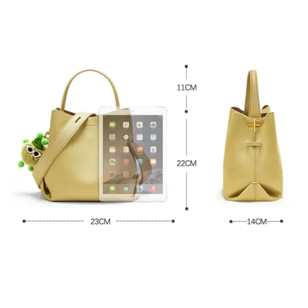 Genuine Leather Bucket Bag Fashion Handbags for Women Designer Luxury Shoulder Crossbody Tote Bags with Cartoon Pendant 2022 New