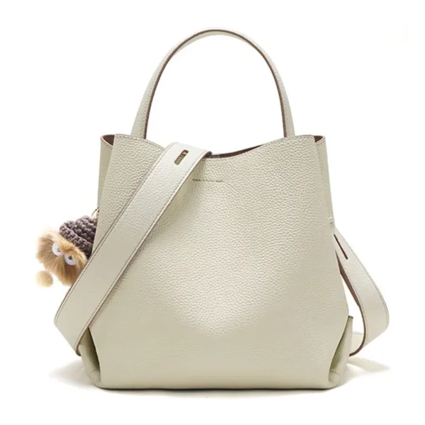 Genuine Leather Bucket Bag Fashion Handbags for Women Designer Luxury Shoulder Crossbody Tote Bags with Cartoon Pendant 2022 New